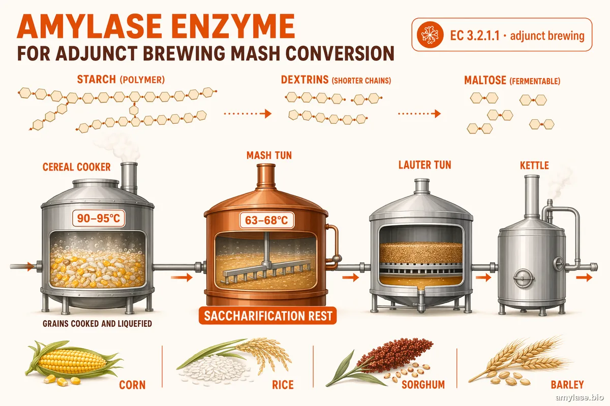 Amylase Enzyme for Adjunct Brewing Mash Conversion